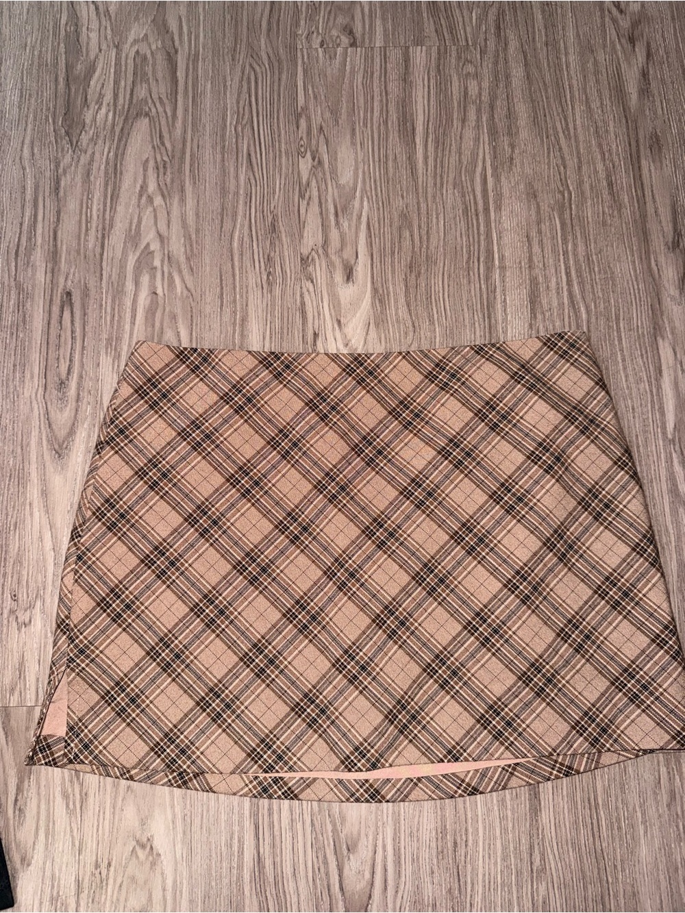 Princess Polly Beige and Black Plaid Mini Skirt